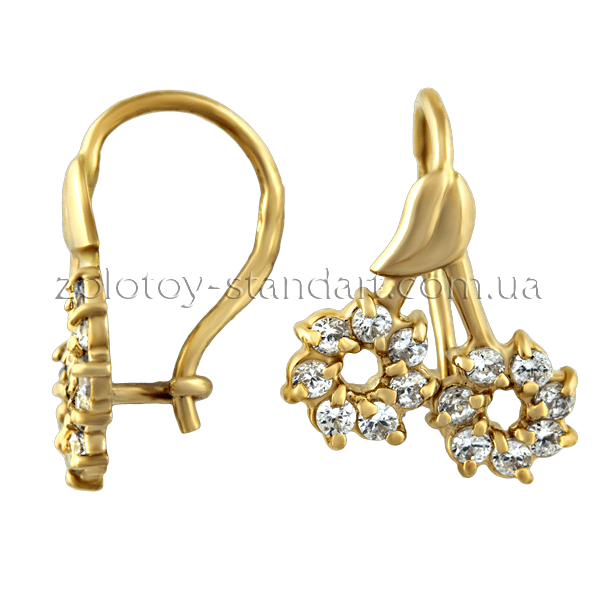 Золоті сережки з цирконієм 1,3,0444 детальне зображення ювелірного виробу