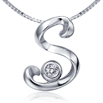 обзорное фото Золотой кулон в виде буквы S с бриллиантом 035767 Золотые подвески обзорное фото Золотой кулон в виде буквы S с бриллиантом 035767  Золотые подвески