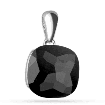 обзорное фото Подвеска серебряная с большим черным фианитом 038315  Серебряные подвески со вставками