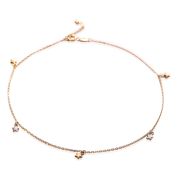 Браслет на ногу из желтого и белого золота Звездочки 032877 детальное изображение ювелирного изделия Золотые браслеты на ногу Браслет на ногу из желтого и белого золота Звездочки 032877 детальное изображение ювелирного изделия Золотые браслеты на ногу