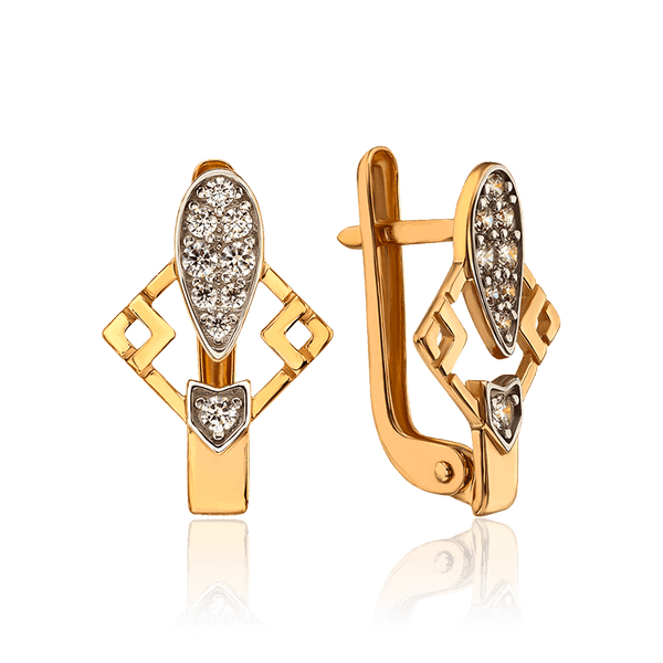 Серьги золотые с фианитами повседневные 034915 детальное изображение ювелирного изделия Золотые серьги Серьги золотые с фианитами повседневные 034915 детальное изображение ювелирного изделия Золотые серьги