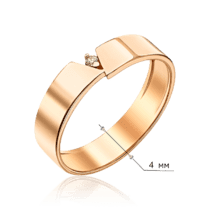 обзорное фото Золотое обручальное кольцо с бриллиантом Модерн 036020  Золотые кольца