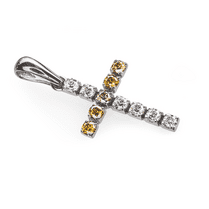 обзорное фото Крест из белого золота с бриллиантами Р0366  Декоративные золотые крестики
