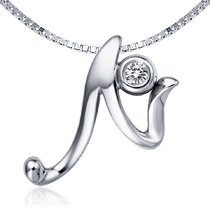 обзорное фото Кулон буква N с бриллиантом в белом золоте 035766 Золотые подвески обзорное фото Кулон буква N с бриллиантом в белом золоте 035766  Золотые подвески