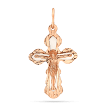обзорное фото Нательный золотой крестик 035698  Золотые крестики православные