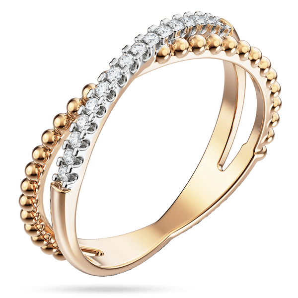 Нежное двойное кольцо в красном и белом золоте 585 пробы с белыми фианитами 039888 детальное изображение ювелирного изделия Золотые кольца с фианитом Нежное двойное кольцо в красном и белом золоте 585 пробы с белыми фианитами 039888 детальное изображение ювелирного изделия Золотые кольца с фианитом