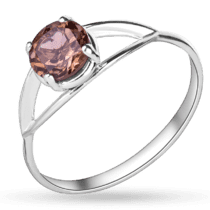 обзорное фото Серебряное кольцо в классическом стиле, дымчатый кварц (раухтопаз) 027245  Серебряные кольца со вставками