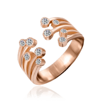обзорное фото Позолоченое фаланговое кольцо из серебра с фианитами 035645  Серебряные кольца