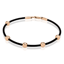 обзорное фото Браслет на руку каучук с золотом Бусины 034103 Золотые браслеты обзорное фото Браслет на руку каучук с золотом Бусины 034103  Золотые браслеты