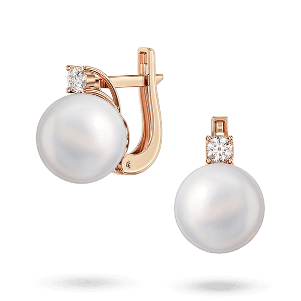 Елегантні золоті сережки з перлиною та фіанітом на англійській застібці 041249 детальне зображення ювелірного виробу Елегантні золоті сережки з перлиною та фіанітом на англійській застібці 041249 детальне зображення ювелірного виробу