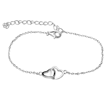 обзорное фото Серебряный браслетик на руку Два Сердца без вставок с дополнительной цепочкой 039716 Серебряные женские браслеты обзорное фото Серебряный браслетик на руку Два Сердца без вставок с дополнительной цепочкой 039716  Серебряные женские браслеты