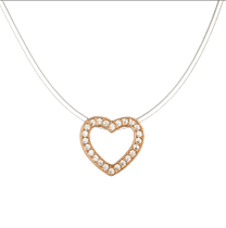 обзорное фото Колье на силиконовой нити в красном золоте Сердечко с фианитами 033235 Золотые цепочки обзорное фото Колье на силиконовой нити в красном золоте Сердечко с фианитами 033235  Золотые цепочки