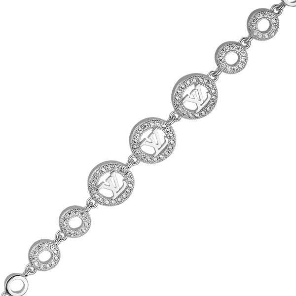 Серебряный браслет с фианитами в стиле Louis Vuitton 027699 детальное изображение ювелирного изделия Серебряные женские браслеты Серебряный браслет с фианитами в стиле Louis Vuitton 027699 детальное изображение ювелирного изделия Серебряные женские браслеты