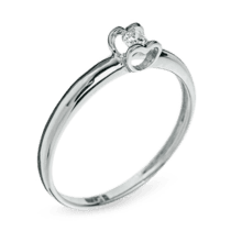 обзорное фото Кольцо из белого золота с бриллиантом Сердца R0692  Золотые кольца для помолвки с бриллиантом