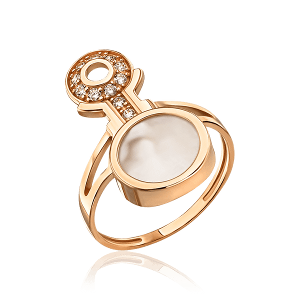 Стильное кольцо с перламутром и фианитами 035319 детальное изображение ювелирного изделия Золотые кольца Стильное кольцо с перламутром и фианитами 035319 детальное изображение ювелирного изделия Золотые кольца