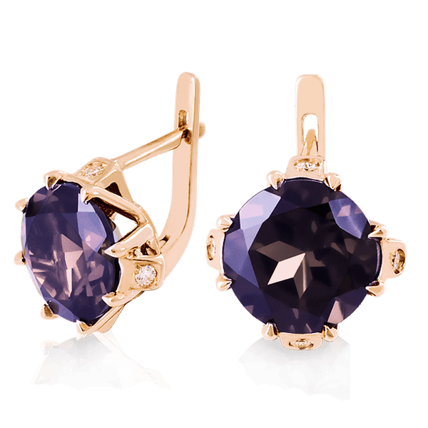 Золоті сережки з олександритом 023624 детальне зображення ювелірного виробу Золоті сережки з олександритом 023624 детальне зображення ювелірного виробу