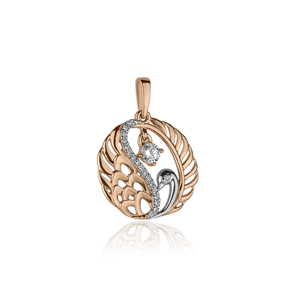 Золотой кулон Лебедь с фианитами 028253 детальное изображение ювелирного изделия Золотые подвески с камнями Золотой кулон Лебедь с фианитами 028253 детальное изображение ювелирного изделия Золотые подвески с камнями