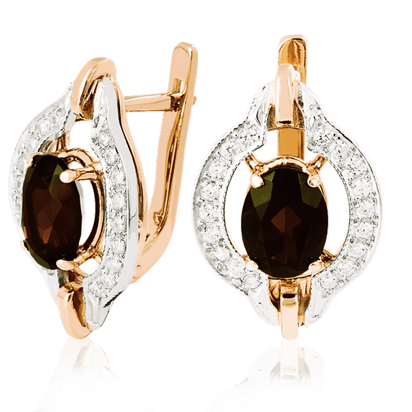 Золотые серьги с раухтопазом 023501 детальное изображение ювелирного изделия Золотые серьги с раухтопазом Золотые серьги с раухтопазом 023501 детальное изображение ювелирного изделия Золотые серьги с раухтопазом