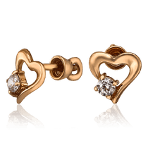 оглядове фото Золоті сережки пусети Сердечко з фіанітом 034086 оглядове фото Золоті сережки пусети Сердечко з фіанітом 034086