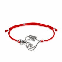 обзорное фото Красная шамбала с серебряным Сердцем и Бабочками 026147  Серебряные женские браслеты