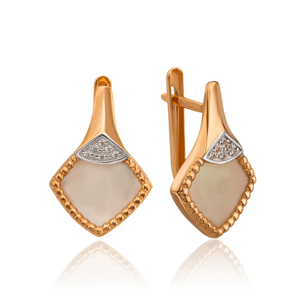 Серёжки из золота 585 пробы Ромб с перламутром 034179 детальное изображение ювелирного изделия Золотые серьги Серёжки из золота 585 пробы Ромб с перламутром 034179 детальное изображение ювелирного изделия Золотые серьги