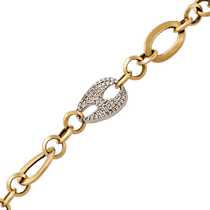 обзорное фото Золотой браслет с фианитами 145852 Золотой браслет Шанель обзорное фото Золотой браслет с фианитами 145852  Золотой браслет Шанель