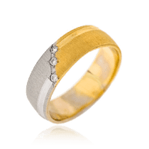 обзорное фото Комбинированное обручальное кольцо с тремя бриллиантами 036723 Золотые кольца обзорное фото Комбинированное обручальное кольцо с тремя бриллиантами 036723  Золотые кольца