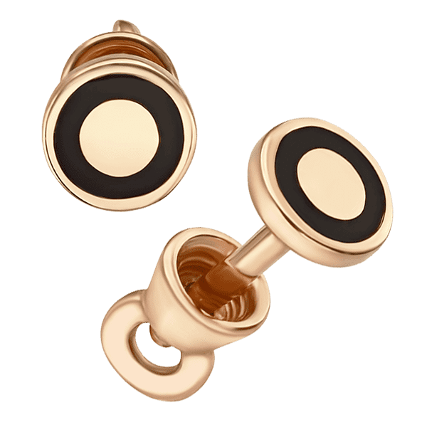 Золотые пуссеты круглой формы с черной эмалью 040754 детальное изображение ювелирного изделия Золотые серьги с эмалью Золотые пуссеты круглой формы с черной эмалью 040754 детальное изображение ювелирного изделия Золотые серьги с эмалью