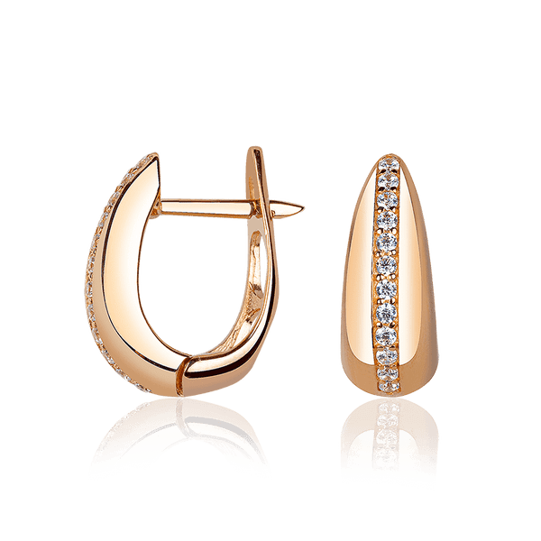 Золотые серьги на английском замке с фианитом 037553 детальное изображение ювелирного изделия Золотые серьги с фианитом Золотые серьги на английском замке с фианитом 037553 детальное изображение ювелирного изделия Золотые серьги с фианитом