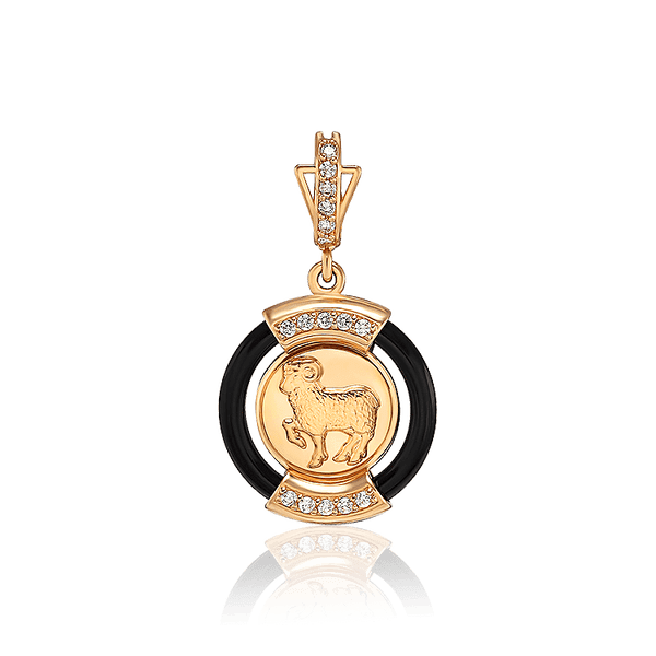 Кулон золотой знак зодиака Овен с агатом 033942 детальное изображение ювелирного изделия Золотые подвески знаки зодиака Кулон золотой знак зодиака Овен с агатом 033942 детальное изображение ювелирного изделия Золотые подвески знаки зодиака