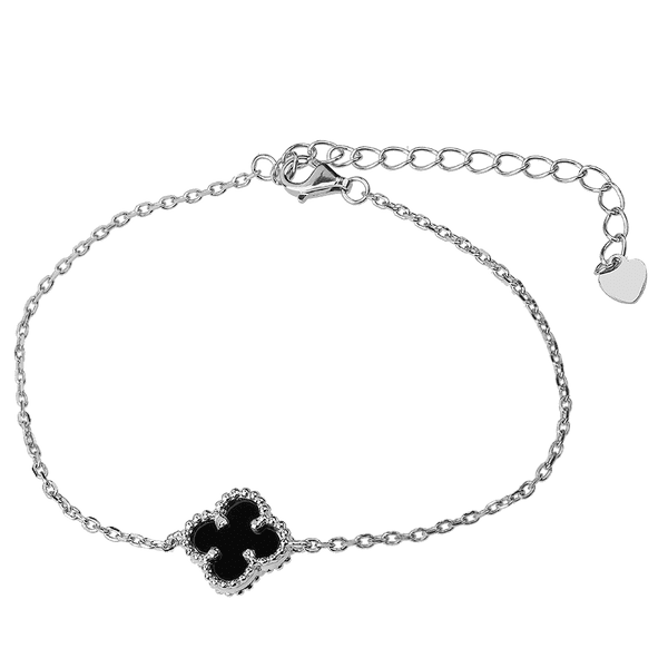 Женский браслет на руку Клевер с двусторонним ониксом 039397 детальное изображение ювелирного изделия Серебряные женские браслеты Женский браслет на руку Клевер с двусторонним ониксом 039397 детальное изображение ювелирного изделия Серебряные женские браслеты