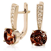 обзорное фото Золотые серьги с гранатом 023593 Золотые серьги с гранатом обзорное фото Золотые серьги с гранатом 023593  Золотые серьги с гранатом