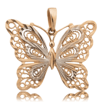 обзорное фото Золотой подвес Бабочка 104828 Золотой кулон Бабочка обзорное фото Золотой подвес Бабочка 104828  Золотой кулон Бабочка