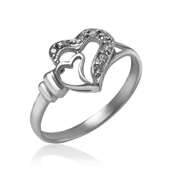 Серебряное кольцо Сердечко с фианитами 034763 детальное изображение ювелирного изделия Серебряные кольца Серебряное кольцо Сердечко с фианитами 034763 детальное изображение ювелирного изделия Серебряные кольца