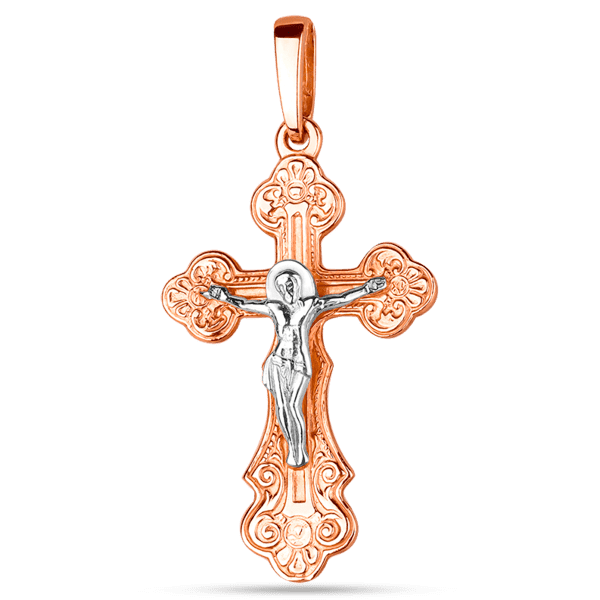 Золотой крестик с белым Распятием 024152 детальное изображение ювелирного изделия Золотые крестики