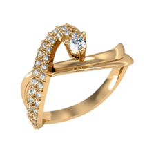 обзорное фото Золотое кольцо с фианитами 380125  Золотые кольца с бриллиантами