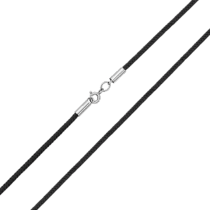 обзорное фото Черный шнурок с серебряной застежкой 033273  Серебряные цепочки