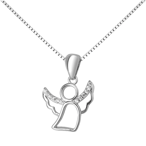 Серебряное колье Ангелочек с дорожкой фианитов на крыльях венецианское плетение на карабине 040567 детальное изображение ювелирного изделия Серебряные колье Серебряное колье Ангелочек с дорожкой фианитов на крыльях венецианское плетение на карабине 040567 детальное изображение ювелирного изделия Серебряные колье