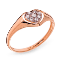 обзорное фото Золотое кольцо с бриллиантами Сердце R0293  Золотые кольца с бриллиантами