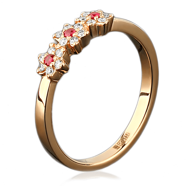 Кольцо из красного золота с рубинами и бриллиантами 1094 детальное изображение ювелирного изделия Золотые кольца с рубином Кольцо из красного золота с рубинами и бриллиантами 1094 детальное изображение ювелирного изделия Золотые кольца с рубином