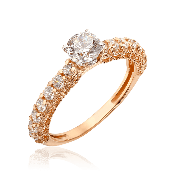 Золотое кольцо для помолвки с фианитами с оригинальным ободком 034431 детальное изображение ювелирного изделия Золотые кольца Золотое кольцо для помолвки с фианитами с оригинальным ободком 034431 детальное изображение ювелирного изделия Золотые кольца