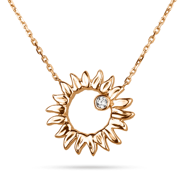 Золоте кольє з підвіскою Соняшник з фіанітиком 585 проба 038192 детальне зображення ювелірного виробу Золоте кольє з підвіскою Соняшник з фіанітиком 585 проба 038192 детальне зображення ювелірного виробу