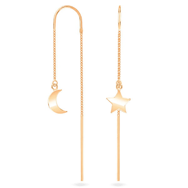 Золотые серьги-протяжки цепочка с Луной и Звездочкой 036638 детальное изображение ювелирного изделия Золотые серьги Золотые серьги-протяжки цепочка с Луной и Звездочкой 036638 детальное изображение ювелирного изделия Золотые серьги