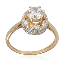 обзорное фото Золотое кольцо с фианитом 1533 Золотые кольца для помолвки с цирконием обзорное фото Золотое кольцо с фианитом 1533  Золотые кольца для помолвки с цирконием