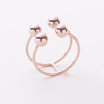 обзорное фото Двойное золотое кольцо с разомкнутой шинкой и шариками 040973  Золотые кольца без вставок