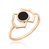 обзорное фото Золотое кольцо в минималистическом дизайне с агатом 035250 Золотые кольца обзорное фото Золотое кольцо в минималистическом дизайне с агатом 035250  Золотые кольца