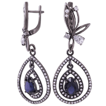 обзорное фото Серебряные серьги с аметистом 4127 Серебряные серьги с камнями обзорное фото Серебряные серьги с аметистом 4127  Серебряные серьги с камнями