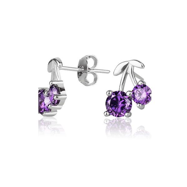 Серебряные серьги Вишенки с фиолетовыми фианитами 027917 детальное изображение ювелирного изделия Серебряные серьги с камнями Серебряные серьги Вишенки с фиолетовыми фианитами 027917 детальное изображение ювелирного изделия Серебряные серьги с камнями