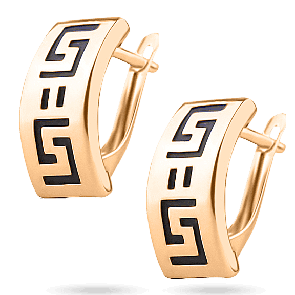 золотые серьбги с каучуком английский