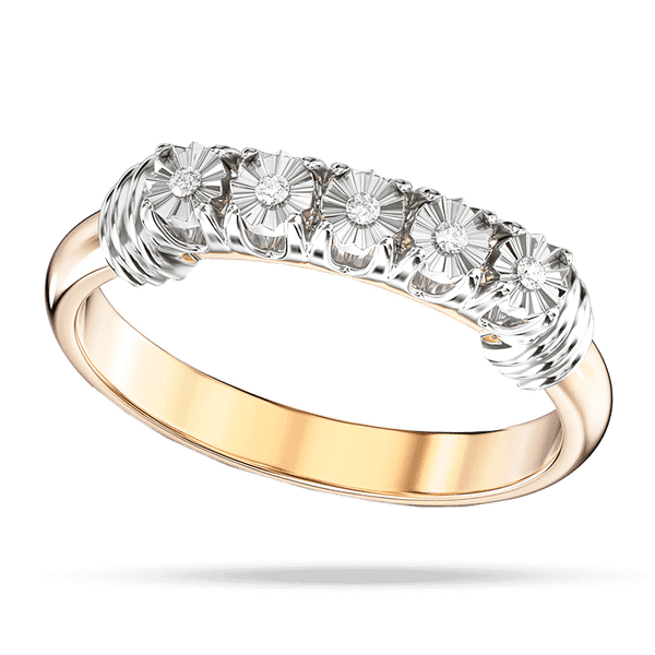 Золотое кольцо с 5 белыми цветами и бриллиантами внутри 040300 детальное изображение ювелирного изделия Золотые кольца с бриллиантами Золотое кольцо с 5 белыми цветами и бриллиантами внутри 040300 детальное изображение ювелирного изделия Золотые кольца с бриллиантами